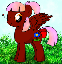 Size: 1000x1024 | Tagged: safe, artist:thread8, derpibooru import, oc, oc:rebecca(golf blitz), pony, cute, golf blitz, one eye closed, ponified, wink