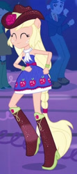 Size: 206x463 | Tagged: safe, derpibooru import, screencap, applejack, scott green, sweet leaf, equestria girls, equestria girls (movie), bare shoulders, cropped, sleeveless, strapless