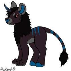 Size: 2000x2000 | Tagged: safe, artist:misskanabelle, derpibooru import, oc, oc only, cat, cat pony, hybrid, original species, horn, male, offspring, parent:king sombra, parents:canon x oc, signature, simple background, solo, transparent background