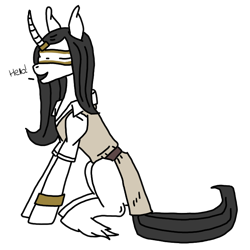 Size: 768x768 | Tagged: safe, artist:agdapl, derpibooru import, pony, unicorn, blindfold, clothes, crossover, female, horn, horn ring, mare, medic, ponified, ring, rule 63, simple background, sitting, species swap, team fortress 2, transparent background