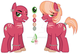 Size: 1280x884 | Tagged: safe, artist:cloefo05, derpibooru import, oc, oc only, earth pony, pony, base, bracelet, deviantart watermark, ear piercing, earring, jewelry, lidded eyes, male, obtrusive watermark, offspring, parent:big macintosh, parent:cheerilee, parents:cheerimac, piercing, reference sheet, scar, simple background, smiling, solo, stallion, transparent background, watermark