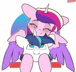 Size: 4096x3904 | Tagged: safe, artist:avery-valentine, derpibooru import, princess cadance, shining armor, alicorn, pony, unicorn, blushing, cheek squish, eyes closed, female, hug, love, male, shiningcadance, shipping, smiling, squishy cheeks, straight