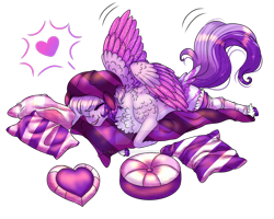 Size: 1024x818 | Tagged: safe, artist:malinraf1615, derpibooru import, oc, pegasus, pony, female, mare, pillow, simple background, solo, transparent background