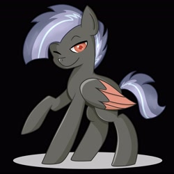 Size: 4096x4096 | Tagged: safe, artist:sketchthewitch, derpibooru import, bat pony, pony, looking at you, one eye closed, smiling, solo, wink