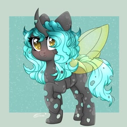 Size: 2000x2000 | Tagged: safe, artist:splashofsweet, derpibooru import, oc, oc only, changeling, pony, solo, sparkles, spread wings, wings