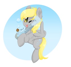 Size: 1752x1638 | Tagged: safe, artist:splashofsweet, derpibooru import, derpy hooves, pegasus, pony, bong, chest fluff, drugs, looking at you, marijuana, middle feather, middle finger, one eye closed, smiling, vulgar, wing hands, wink