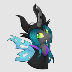 Size: 2000x2000 | Tagged: safe, artist:splashofsweet, derpibooru import, queen chrysalis, changeling, changeling queen, clothes, cosplay, costume, crossover, fangs, female, looking at you, maleficent, solo