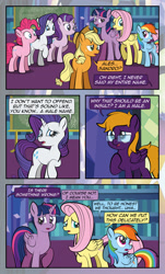 Size: 1920x3169 | Tagged: safe, artist:alexdti, derpibooru import, applejack, fluttershy, pinkie pie, rainbow dash, rarity, starlight glimmer, twilight sparkle, twilight sparkle (alicorn), oc, oc:ale, alicorn, pegasus, pony, comic:quest for friendship, female, glasses, mane six, mare