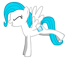 Size: 468x397 | Tagged: safe, artist:akip-chan, derpibooru import, oc, pegasus, pony, blue mane, cutie mark, eyelashes, eyes closed, meta, open mouth, twitter, twitter logo, wings