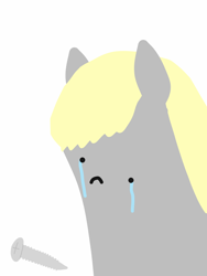 Size: 1536x2048 | Tagged: safe, artist:2merr, ponerpics import, derpy hooves, pony, :c, blob ponies, crying, dot eyes, drawn on phone, drawthread, frown, sad, screw, simple background, white background