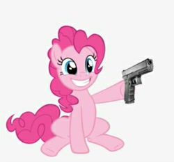 Size: 299x279 | Tagged: safe, derpibooru import, edit, pinkie pie, glock, gun, pistol, solo, weapon