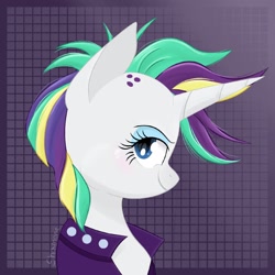 Size: 1600x1600 | Tagged: safe, artist:shamone, derpibooru import, rarity, pony, unicorn, alternate hairstyle, bust, female, mare, profile, punk, raripunk, solo