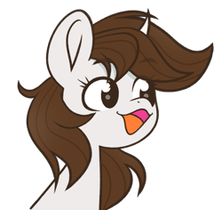 Size: 701x662 | Tagged: safe, artist:ninnydraws, derpibooru import, oc, oc:dorm pony, pony, unicorn, brown mane, emotes, female, open mouth, pogchamp, poggers, solo, solo female