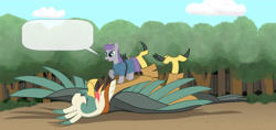 Size: 4242x1995 | Tagged: safe, alternate version, artist:malte279, derpibooru import, maud pie, bird, roc, boulder, comic, everfree forest, exploitable, fill in the blank, pun, rock