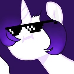 Size: 494x494 | Tagged: safe, artist:_goddesskatie_, derpibooru import, oc, oc only, unicorn, :i, bust, female, horn, mare, simple background, solo, sunglasses, unicorn oc, white background