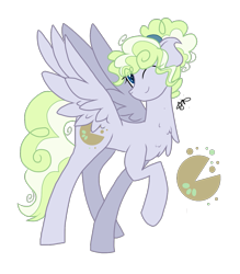 Size: 1215x1389 | Tagged: safe, artist:gallantserver, derpibooru import, oc, oc:key lime, pegasus, pony, female, mare, offspring, one eye closed, parent:cheese sandwich, parent:derpy hooves, parents:cheesederpy, simple background, solo, transparent background, wink