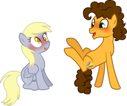 Size: 1796x1497 | Tagged: safe, artist:gallantserver, derpibooru import, cheese sandwich, derpy hooves, pony, blushing, cheesederpy, female, male, missing accessory, shipping, simple background, straight, transparent background