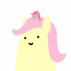 Size: 2048x2048 | Tagged: safe, artist:2merr, ponerpics import, fluttershy, pinkie pie, :), blob ponies, dot eyes, drawn on phone, drawthread, duo, female, simple background, size difference, smiley face, smiling, snorkel, white background