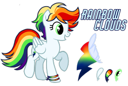 Size: 1596x1080 | Tagged: safe, artist:jvartes6112, derpibooru import, oc, oc only, pegasus, pony, bracelet, eyelashes, female, jewelry, mare, multicolored hair, offspring, open mouth, parent:rainbow dash, parent:soarin', parents:soarindash, pegasus oc, rainbow hair, raised hoof, raised leg, reference sheet, simple background, solo, transparent background, wings