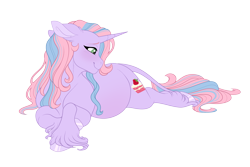 Size: 4800x3200 | Tagged: safe, artist:gigason, derpibooru import, oc, oc only, oc:strawberry gateau, pony, unicorn, female, horn, lying down, mare, pregnant, prone, simple background, solo, transparent background, unicorn oc