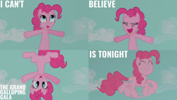 Size: 1280x720 | Tagged: safe, derpibooru import, edit, edited screencap, editor:quoterific, screencap, pinkie pie, earth pony, pony, season 1, the best night ever, ^^, cloud, cute, diapinkes, eyes closed, female, in which pinkie pie forgets how to gravity, jumping, looking up, mare, open mouth, pinkie being pinkie, pinkie physics, sky, smiling, solo