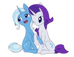 Size: 1779x1371 | Tagged: safe, artist:dusthiel, derpibooru import, rarity, trixie, pony, female, lesbian, rarixie, shipping, simple background, transparent background