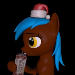 Size: 427x427 | Tagged: safe, artist:suplup o, oc, oc:suplup o, earth pony, pony, black background, milk, santa hat, simple background, solo