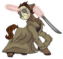 Size: 800x748 | Tagged: safe, derpibooru import, pony, jason voorhees, lunarlioness14580, machete, mask, ponified, simple background, transparent background