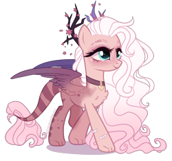 Size: 1600x1500 | Tagged: safe, artist:gihhbloonde, derpibooru import, oc, hybrid, female, interspecies offspring, offspring, parent:discord, parent:fluttershy, parents:discoshy, simple background, solo, transparent background