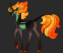 Size: 2600x2200 | Tagged: safe, artist:loryska, derpibooru import, oc, changepony, hybrid, crack ship offspring, gray background, magical lesbian spawn, offspring, parent:queen chrysalis, parent:sunset shimmer, simple background, solo