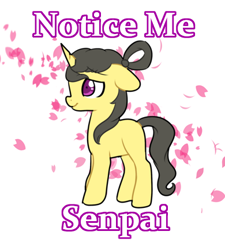 Size: 390x433 | Tagged: safe, artist:ruedle, derpibooru import, oc, oc:shai ni, pony, unicorn, female, filly, notice me senpai, solo