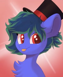 Size: 1684x2048 | Tagged: safe, artist:kebchach, derpibooru import, oc, oc only, earth pony, pony, :p, chest fluff, hat, looking at you, raspberry, smiling, solo, tongue, tongue out, top hat