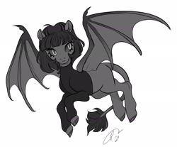 Size: 2048x1698 | Tagged: safe, artist:opalacorn, derpibooru import, oc, oc only, oc:pansy, bat pony, pony, black sclera, clothes, flying, solo, spread wings, sweater, turtleneck, wings