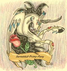 Size: 1188x1255 | Tagged: safe, artist:sarnathid-prime-pony, derpibooru import, hooves, horn, logo, mane, sketch, traditional art, unknown pony, wings