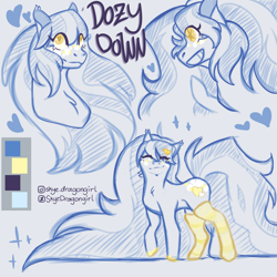 Size: 3000x3000 | Tagged: safe, artist:skyedragongirl, derpibooru import, oc, oc:dozy down, earth pony, pony, female, mare, reference sheet, solo