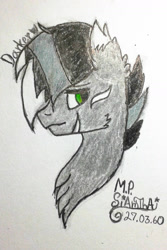 Size: 1176x1764 | Tagged: safe, artist:mudmee-thai, derpibooru import, oc, oc only, earth pony, pony, chest fluff, ear fluff, ears, earth pony oc, signature, smiling, solo, traditional art