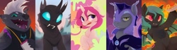 Size: 2048x586 | Tagged: safe, artist:apple_nettle, derpibooru import, grubber, oc, bat pony, changeling, pegasus, pony, unicorn, my little pony: the movie, bat pony oc, night guard