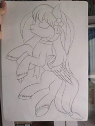 Size: 1080x1440 | Tagged: safe, derpibooru import, pegasus, pony, hooves, monochrome, sketch