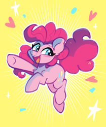 Size: 1223x1464 | Tagged: safe, artist:colorfulcolor233, derpibooru import, pinkie pie, earth pony, pony, cute, diapinkes, female, happy, happy birthday, heart, mare, open mouth, simple background, smiling, starry eyes, stars, wingding eyes