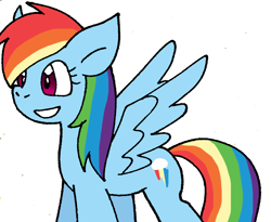 Size: 804x658 | Tagged: safe, artist:cmara, derpibooru import, rainbow dash, pegasus, pony, female, grin, mare, simple background, smiling, solo, white background