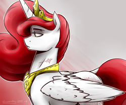 Size: 3000x2500 | Tagged: safe, artist:lrusu, derpibooru import, oc, oc only, oc:queen poland, alicorn, pony, alicorn oc, crown, female, high res, horn, jewelry, mare, nation ponies, poland, regalia, solo, wings