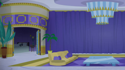Size: 1280x720 | Tagged: safe, derpibooru import, screencap, cat, grannies gone wild, background, bed, hotel, hotel room, las pegasus, liminal space, no pony, scenic ponyville, sofa