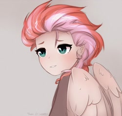 Size: 2000x1912 | Tagged: safe, artist:reterica, derpibooru import, oc, oc only, oc:lighty dust, human, pegasus, humanized, humanized oc, multicolored hair, simple background, wings