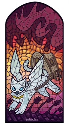 Size: 667x1200 | Tagged: safe, artist:sitaart, derpibooru import, oc, oc only, oc:gael, dragon, griffon, griffon oc, solo, stained glass