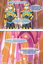 Size: 2412x3520 | Tagged: safe, artist:xjenn9, derpibooru import, anthro, comic:nice negotiations, canterlot castle, comic, dialogue, guard