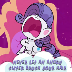 Size: 1080x1080 | Tagged: safe, derpibooru import, screencap, rarity, pony, unicorn, bad thing no. 3, my little pony: pony life, cropped, facebook, fainting couch, female, hoof on chest, meme, nose in the air, official, open mouth, sitting, solo