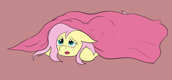 Size: 2829x1328 | Tagged: safe, artist:wapamario63, fluttershy, pegasus, pony, bags under eyes, blanket, cute, female, mare, shyabetes, simple background, solo, tired, under blanket