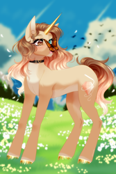 Size: 3000x4500 | Tagged: safe, artist:ohhoneybee, derpibooru import, oc, oc:strawberry quartz, butterfly, pony, unicorn, colored horn, female, heterochromia, horn, mare, solo