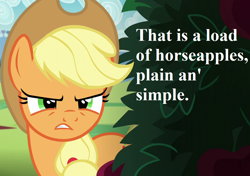 Size: 1024x720 | Tagged: safe, derpibooru import, edit, edited screencap, screencap, applejack, earth pony, pony, the mane attraction, angry, applejack's hat, clothes, cowboy hat, cropped, female, hat, reaction image, solo, speech, talking, teeth