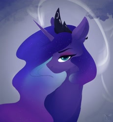 Size: 3600x3915 | Tagged: safe, artist:therealf1rebird, derpibooru import, princess luna, alicorn, pony, bust, crown, female, high res, horn, jewelry, looking at you, mare, regalia, solo